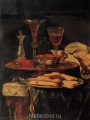 Berentz, Christian Still life with crystal glasses and  sponge-cakes