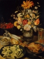 FLEGEL, Georg Still-Life with Flowers and Snacks
