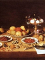 KESSEL, Jan van,  Still life on a Table with Fruit and Flowers