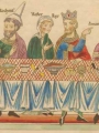 Landsberg, Herrad von Queen Esther and King Ahasuerus (Hortus Deliciarum)  (XII c)