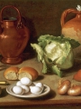 Magini, Carlo  Still Life With Eggs, Cabbage And Candlestickstill Life With Cup, Bottle, Clay Pot And Candlestick