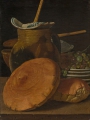 Meléndez, Luis Eugenio Still Life with Bread, Grapes, Jug, and Receptacles