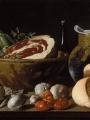 Meléndez, Luis Eugenio  Still Life with Bread, Ham, Cheese