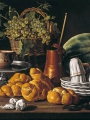 Meléndez, Luis Eugenio Still Life with Bread and a Chocolate Set