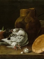 Meléndez, Luis Eugenio Still Life with Pigeons, Onions, Bread