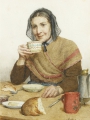 Anker, Albert  Samuel - SITTING PEASANT WOMAN HOLDING A CUP IN HER HAND